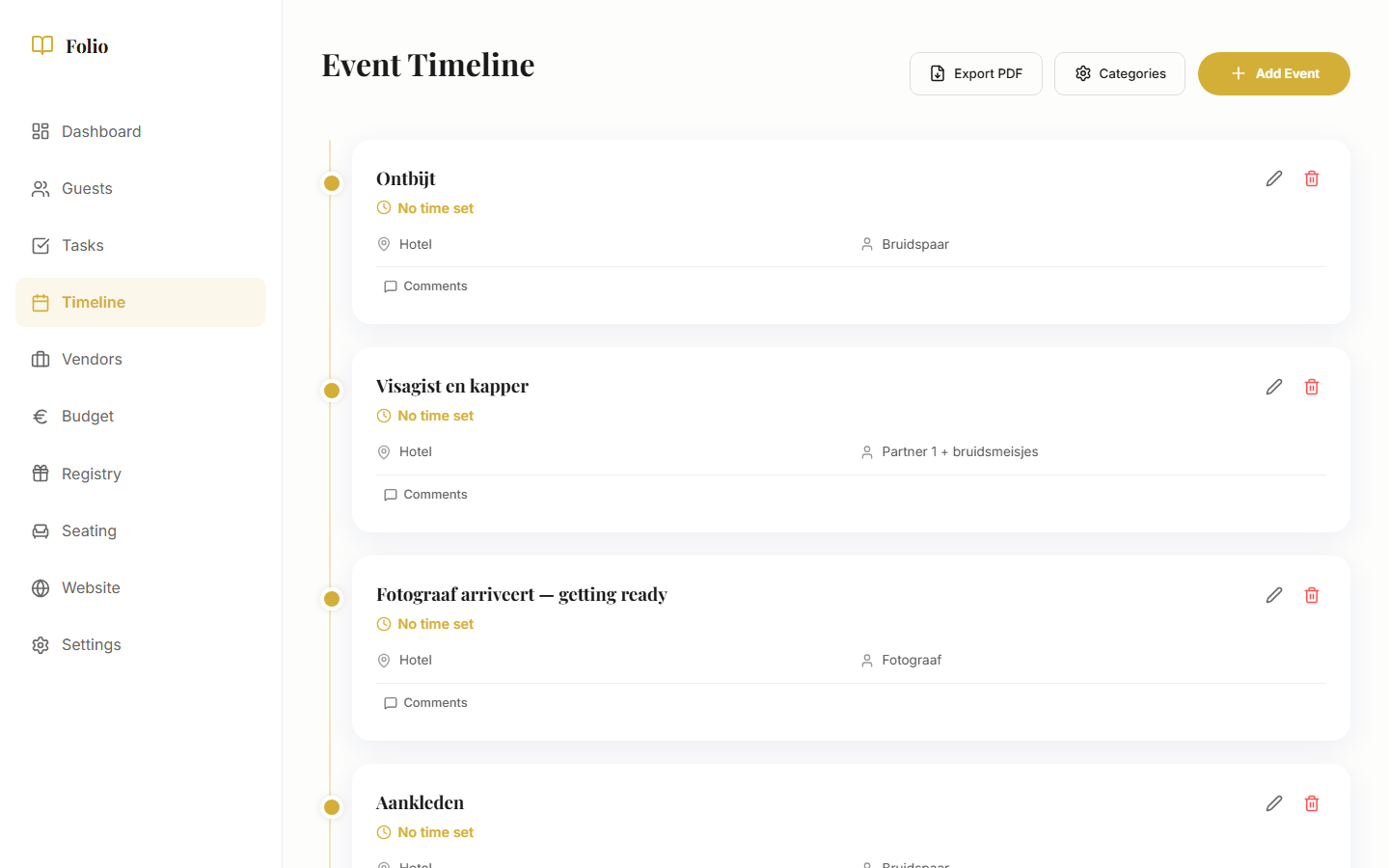 Draaiboek bruiloft: voorbeeld dagindeling en tips — Folio